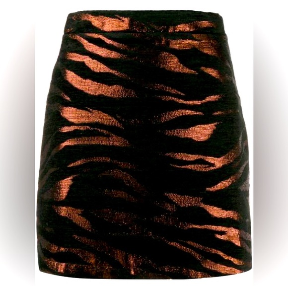 The Andamane Bertha Bronze & Black Metallic Tiger Mini Skirt NWOT - Picture 5 of 10